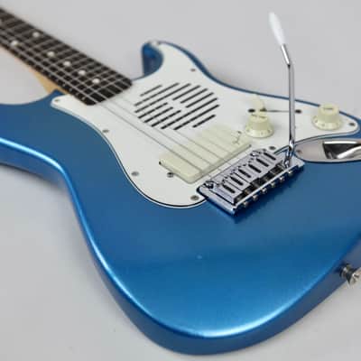 Fender Japan ST-CHAMP10 1997-1999 MIJ Lake Placid Blue (LPB)  Built-In Amp Mustang-Scale Mini Strat w/ Original Bag & Arm image 6