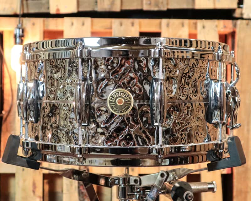 Gretsch 6.5x14 USA Custom Hammered Chrome Over Brass Snare Drum - G4164HB image 1