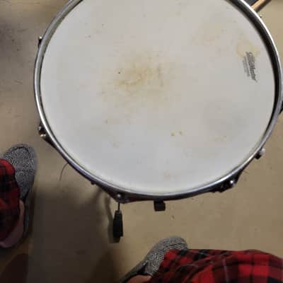 1976 4.5x14" 8-Lug Aluminum Snare Drum with Pointed Blue/Olive Badge 1976! image 7
