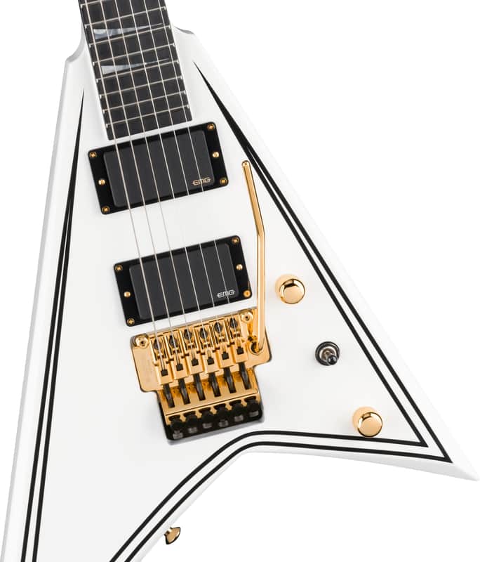 Jackson MJ Series Rhoads RR24MG, Ebony Fingerboard, White with Black Pinstripes Gold Hardware with Floyd Rose 2904001876 image 1