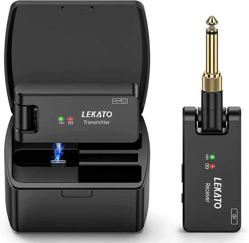 LEKATO 2.4GHz Wireless Electric Guitar Transmitter Receiver System + Charging Box image 1