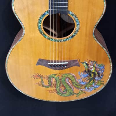 Blueberry Handmade Acoustic Guitar Grand Concert Dragon Motif image 9