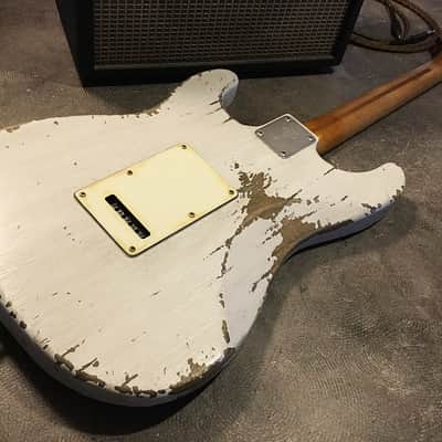 Fender Stratocaster Electric Guitar Arctic White Nitro (Partscaster) by Nate's Relic Guitars image 5