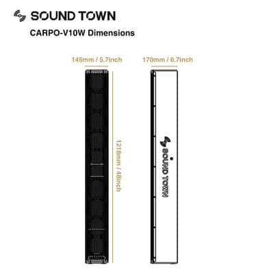 CARPO-V10W | Passive Wall-Mount Column Mini Line Array Speaker with 8 x 5” Woofers, for Commercial Installation, Live Event, Church, Conference, Lounge, White image 9