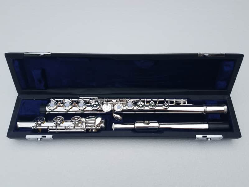 17 Open Hole Silver-Plated French Point Keys Flute with Hard Case and Fleece-Lined Canvas Bag image 1