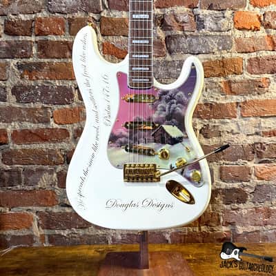Douglas Designs / Squier S-Style "Bob Ross / Precious Moments" Partscaster Electric Guitar (2010s - White) image 1