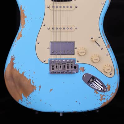 Dhatarattha HSS Strat-Style – Surf Blue Nitro Relic image 3