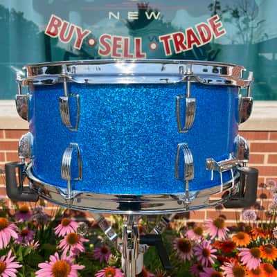 1960s Ludwig School Festival 6.5x14 Snare Drum Blue Sparkle COB image 7