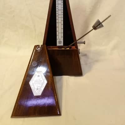 Fully Restored Paquet Antique Maelzel Bell Metronome 1900s Walnut / Fruitwood, Has Silver Trim image 15