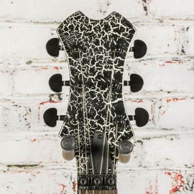 Unbranded Kit Built Warlock Style Electric Guitar Black w/ White Crackle Finish x8408 (USED) image 5