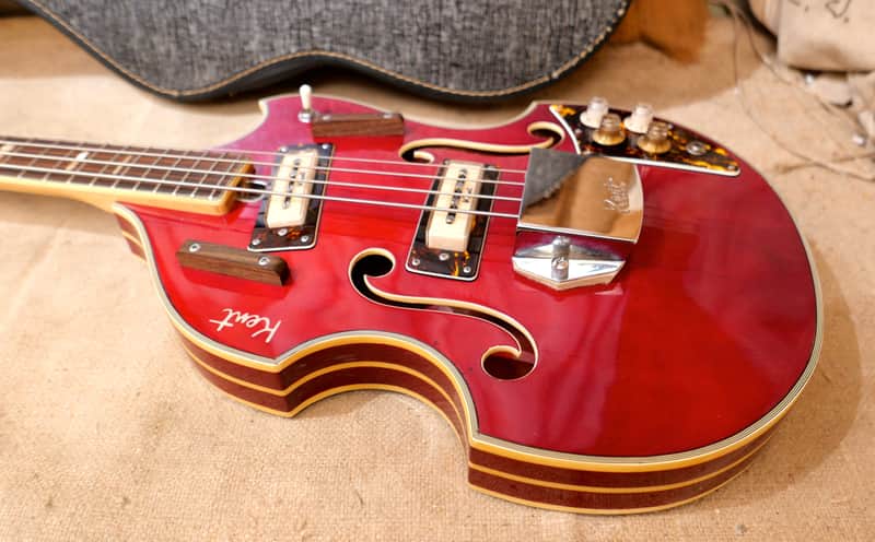 Kent Model 833 Violin Bass Guitar 1968 Cherry Red | Reverb
