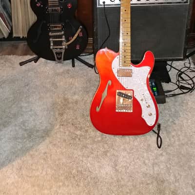 Custom Built 2021 Fender Tele Telecaster Thinline Roasted Maple Cherry Red Metallic w/White Binding image 16