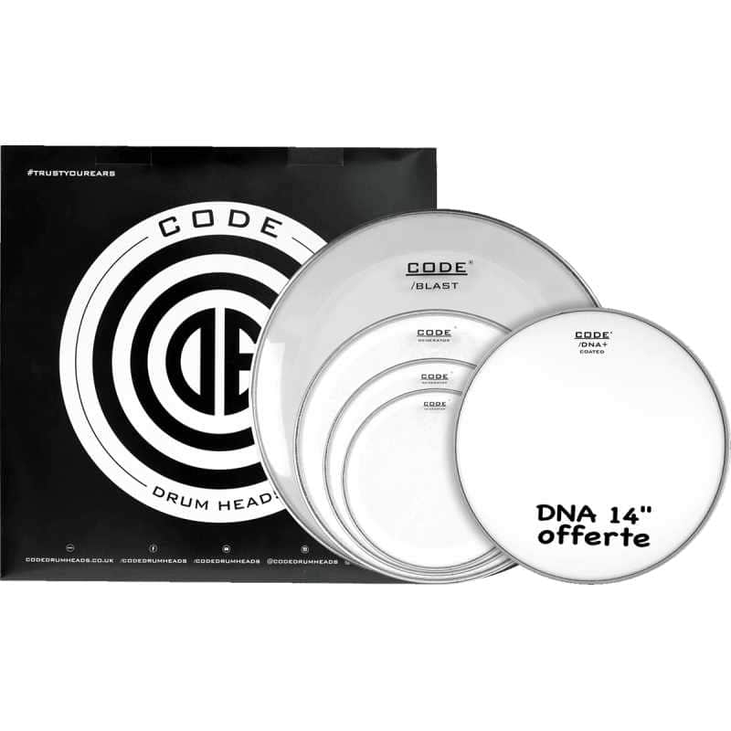CODE DRUMHEADS FPGENCLRF Full Pack - Transparente Fusion 10" 12" 14" 20" + 14" DNA offerte