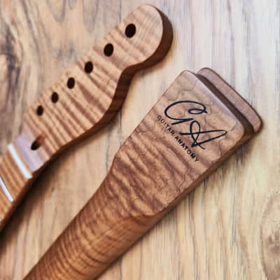 Telecaster Compatible Roasted Flame Maple Guitar Neck Satin image 3