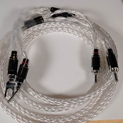No Brand HiFi Speaker Cables Pair 2018 - white/chrome image 3
