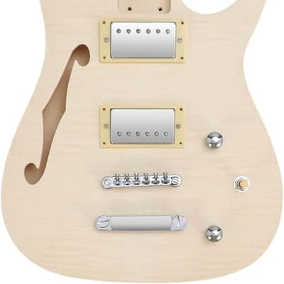 DIY Electric Guitar Kit Beginner Kit 6 String Right Handed with Flamed Maple Veneer Top Basswood Body Hard Maple Neck Rosewood Fingerboard Chrome Hardware Build Your Own Guitar. image 3