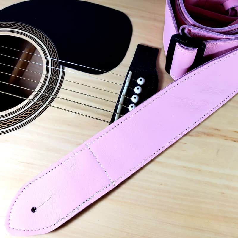 Pink Leather Premium Leather Guitar Strap- Pink Leather Guitar Strap-100% Leather Guitar Strap- Acoustic, Electric Bass Guitars image 1