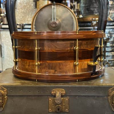USED 2004 6.5x14 Stanbridge Claro Walnut, Goncalo Alves, & Pau Ferro Snare Drum w/ Pau Ferro Hoops image 3
