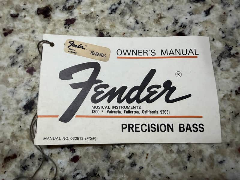 Fender Precision Bass manual 1976 image 1