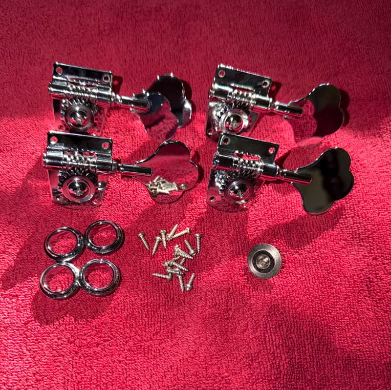 Fender Standard Jazz Bass Tuning Machine Set Plus String Tree (Chrome) image 1