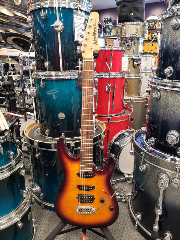 Washburn MG-701 Mercury Deluxe Plus Sunburst Flame Top Electric