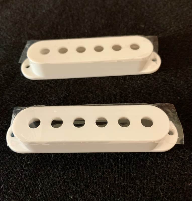 Pickup Covers (2) White - 50 mm Spacing - Single Coil Strat Style image 1