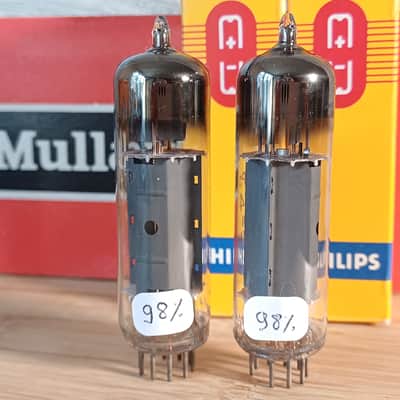 Very rare  NOS NIB 1972 MULLARD Blackburn el84 6bq5 matched pair  KM1  UK Philips label very strong Vox ac15 Marshall Echolette image 2