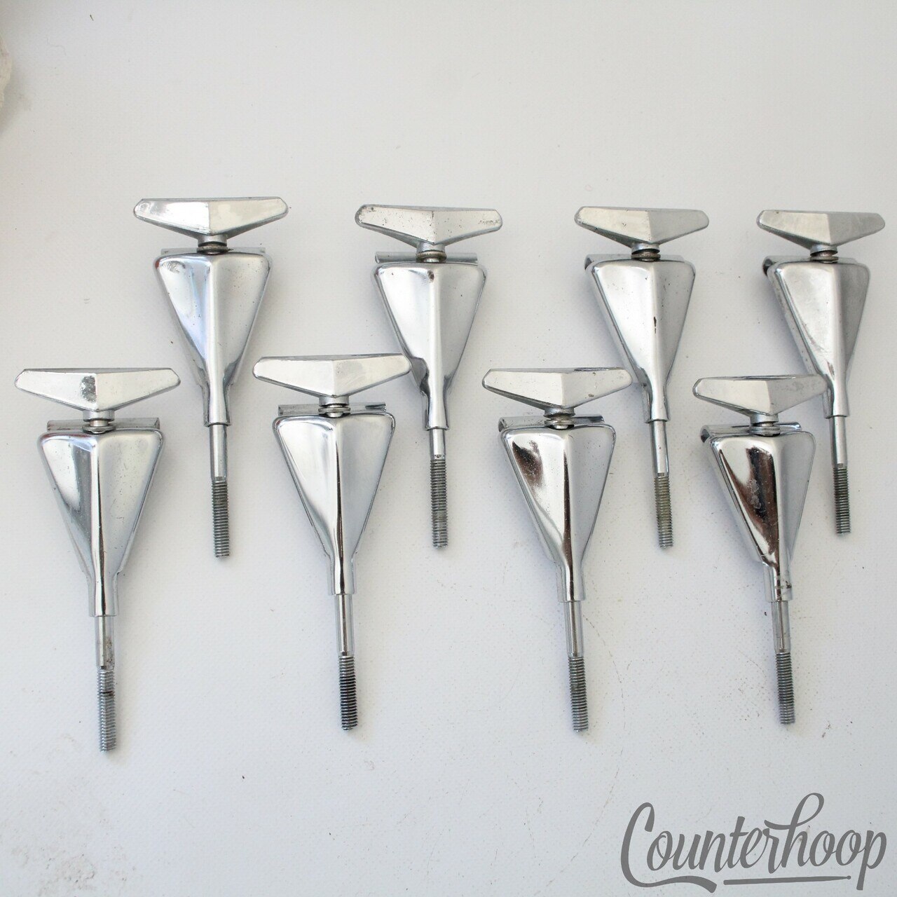 Pearl 8x Bass Drum Tension T-Rods+Claws Chrome 4 1/8" Metric Japan Vintage 70s* — main photograph
