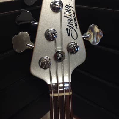 Used Sterling by Music Man Ray34CA Classic Active Bass Guitar  Silver Metallic image 4