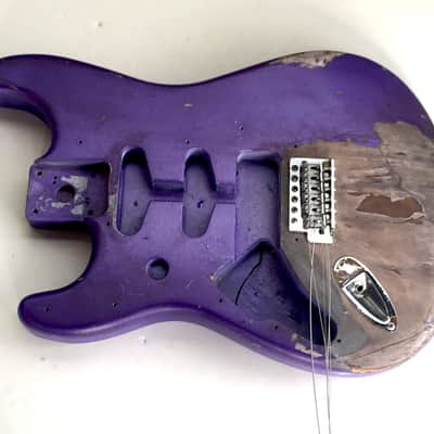 Lefty Vintage Fender “Super Heavy Relic” Hendrix Strat Solid Guitar Body Custom Purple Metallic 4.8 lb Alder image 1