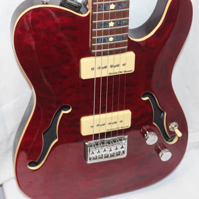 IYV ITF 400 Tele P90 Thinline Burl Top Dark Red in Hard Case image 5