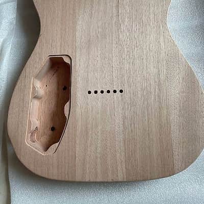 Unfinished Mahogany Guitar HH Telecaster Tele Style Body with Quilted Maple Top image 2