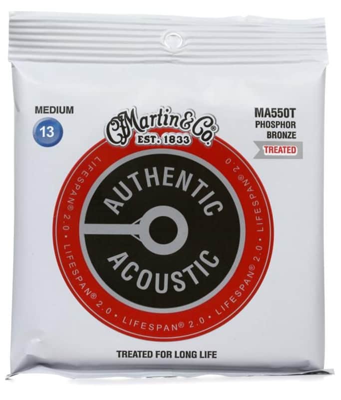 Martin MA550T Authentic Treated 92/8 Phosphor Bronze Medium Set, 13-56 image 1