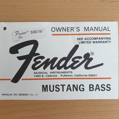 [Vintage] Fender Mustang Bass Owner's Manual 1977 (#1) image 1