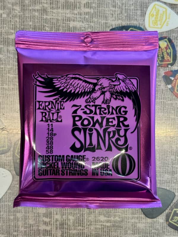 Ernie Ball Power Slinky Nickel Wound 7-String Electric Guitar Strings 11-58 Gauge image 1
