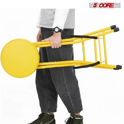 5Core Guitar Stool 3.15" Padded Chair Foldable Heavy Duty Music Seat Built in Foot Rest Guitar Stand - Yellow image 7