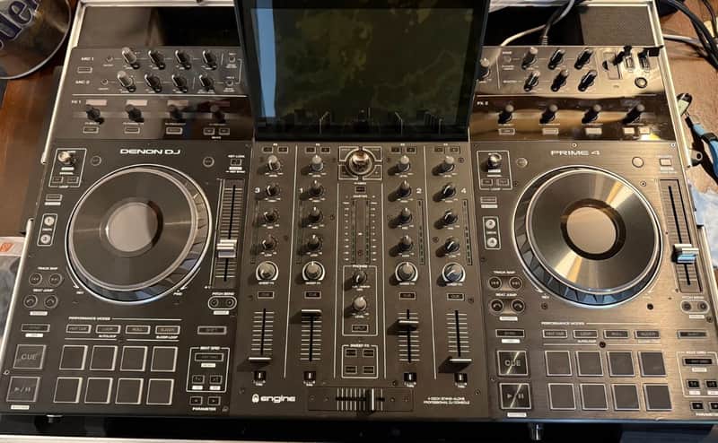 Black Denon DJ Prime Series product box, showing model names and branding.