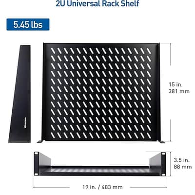 Cable Matters 2 Unit Rack Shelf - Black Matte image 3