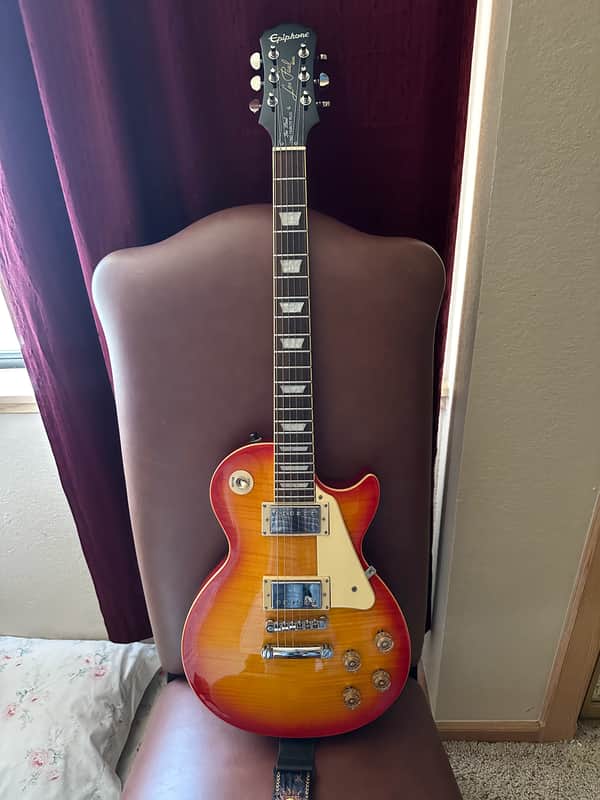 2014 Epiphone 1960 Les Paul Standard Tribute Plus - Cherry Sunburst image 1