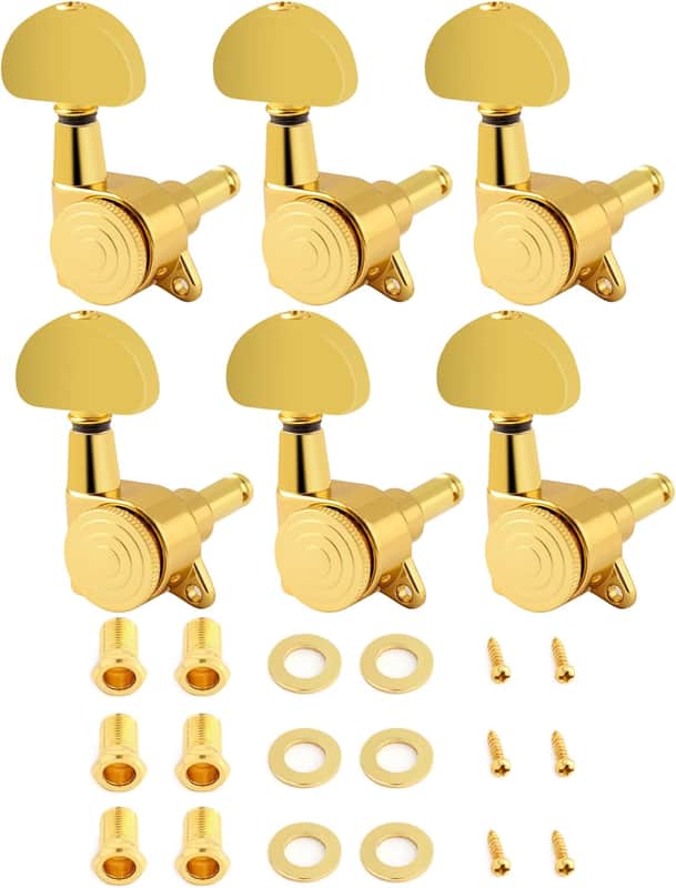 Locking Guitar String Tuning Pegs Tuning Keys Machine Heads Tuners 1:18 Gear Ratio 6 In Line for Right Handed Electric Guitar or Acoustic Guitar Parts Accessories Half Round Head Gold. image 1