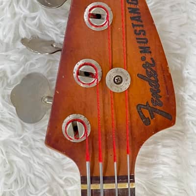 1973 Fender Mustang Competition Bass Burgundy Blue Aged Green w/Fender Gig Bag image 4