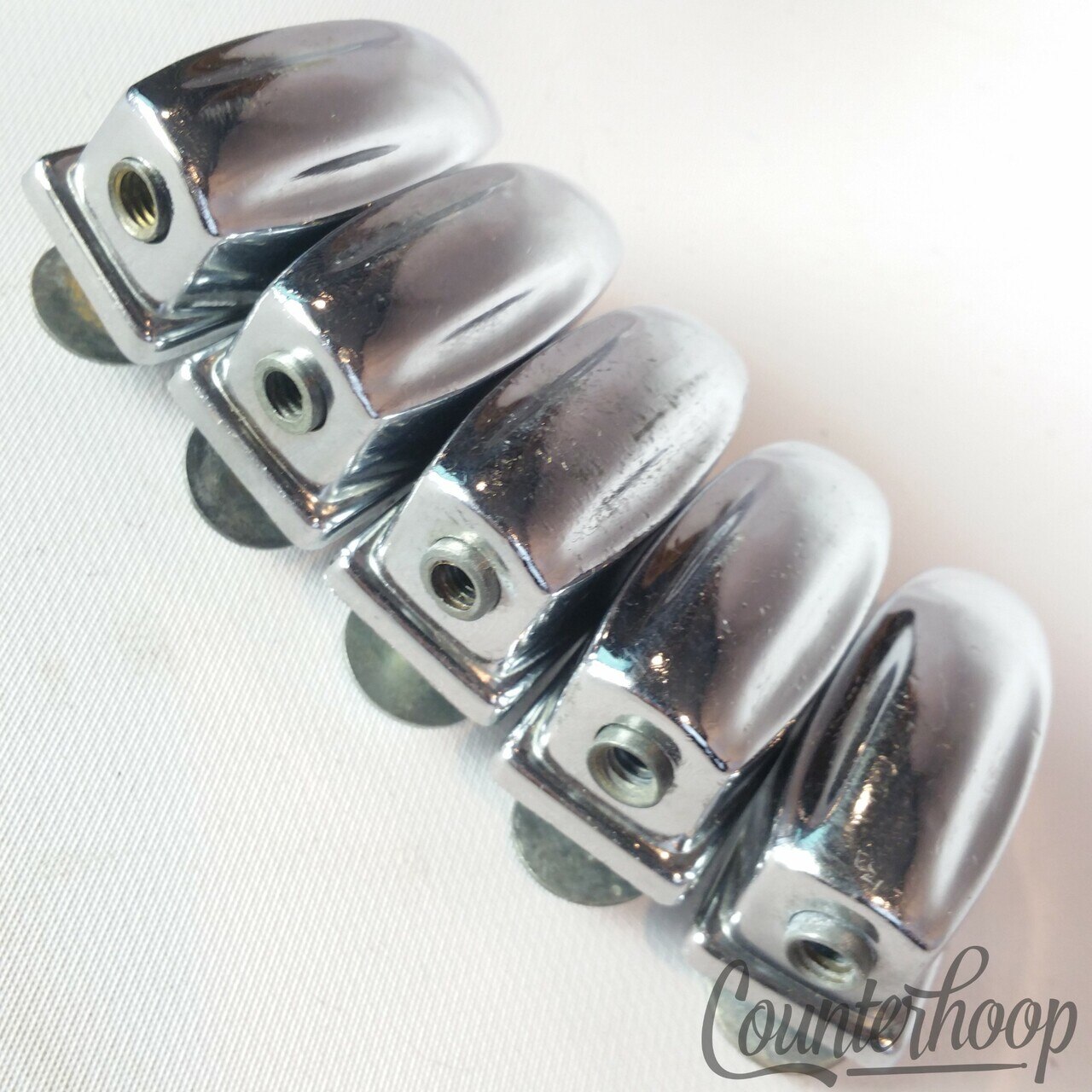 Pearl 5x Tom/Floor Drum Lugs Chrome 1 1/2"Sound King Style Japan Vintage 60s-70s — main photograph