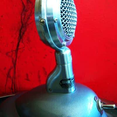 Vintage RARE 1940's Shure 70ST crystal microphone satin chrome w Shure S-36 stand 55 55S image 4