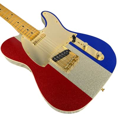 Fender Buck Owens Telecaster, Maple Fingerboard, Red, Silver and Blue Sparkle W/HSC (Used) image 6