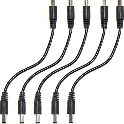 5 Pack DC 12 Volt 9 Volt and More Power Adapter Male to Male 6 Inch Patch Cable 2.1mm x 5.5mm image 1