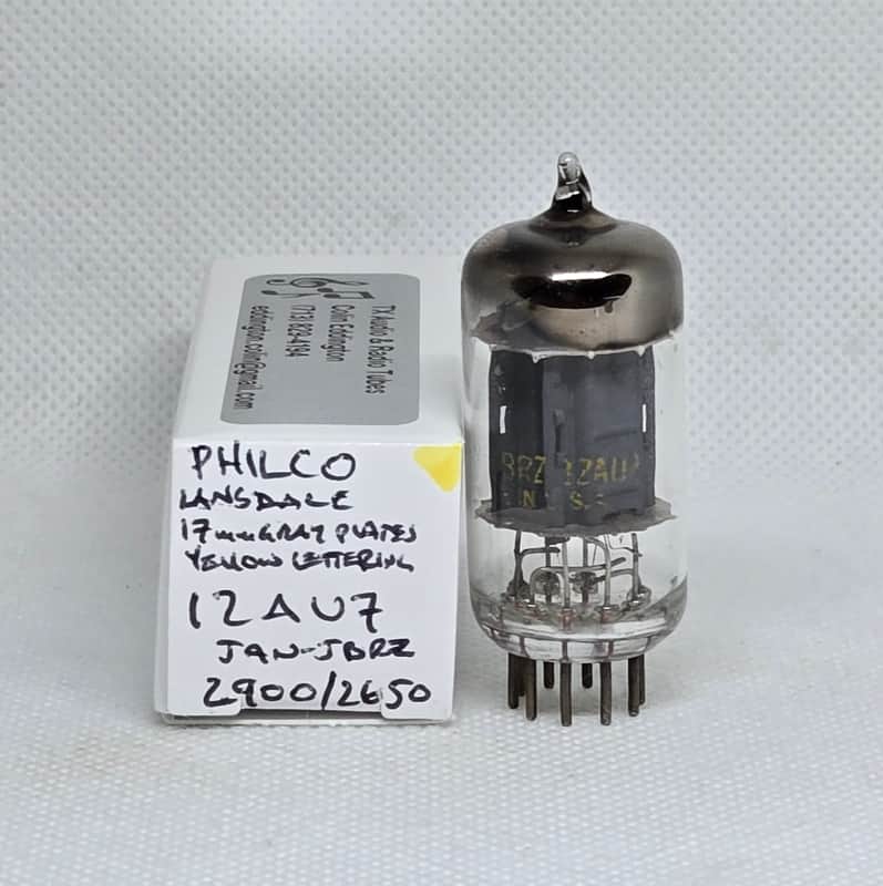 Philco Lansdale JAN CBRZ 12AU7 Long Gray Plate, D Getter, Balanced (8.6%) Single NOS 12AU7A ECC82 image 1