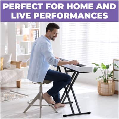 Liquid Stands X Style Adjustable Double Braced Foldable Keyboard Stand - Fits 54 61 88 Key Electric Pianos image 6