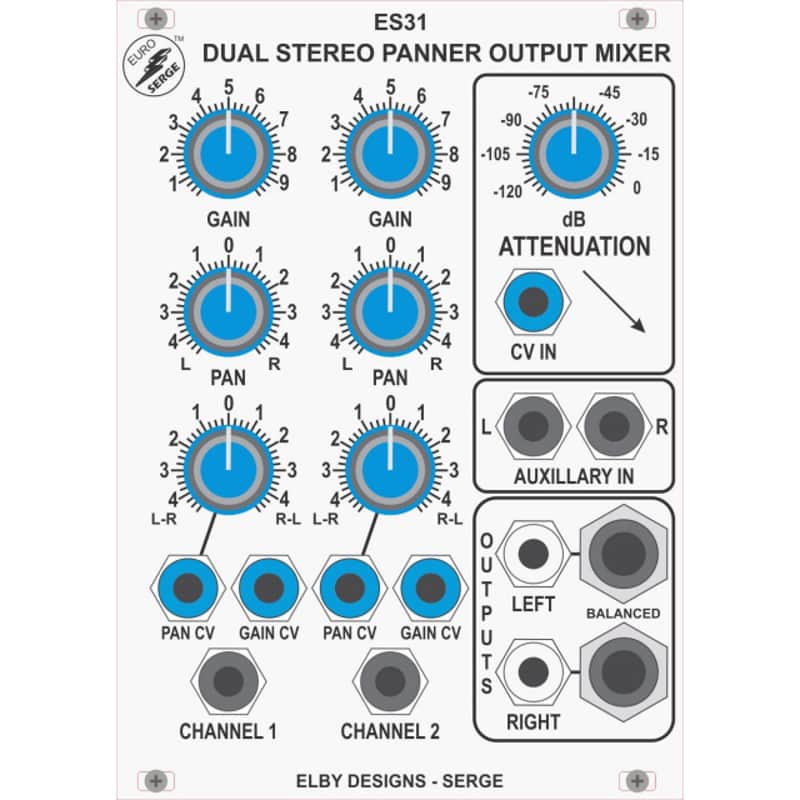 Elby Designs - ES31 Dual Stereo Panner Output Mixer [Eurorack 3.5mm] image 1