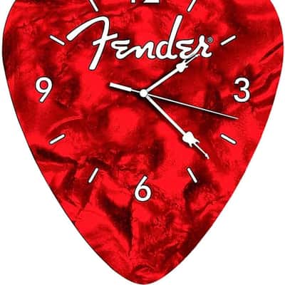Fender Guitars Pick Wall Clock, Home/Office Musician Gift, Red
