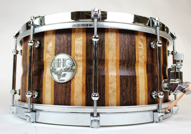 HHG 14x7 Walnut/Maple/Cherry Stave Snare drum, Satin Oil image 1